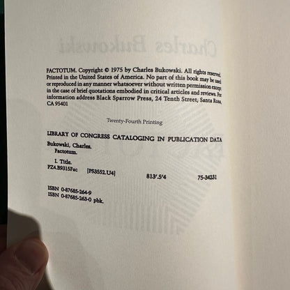 Vintage Fiction Paperback: Charles Bukowski - Factotum