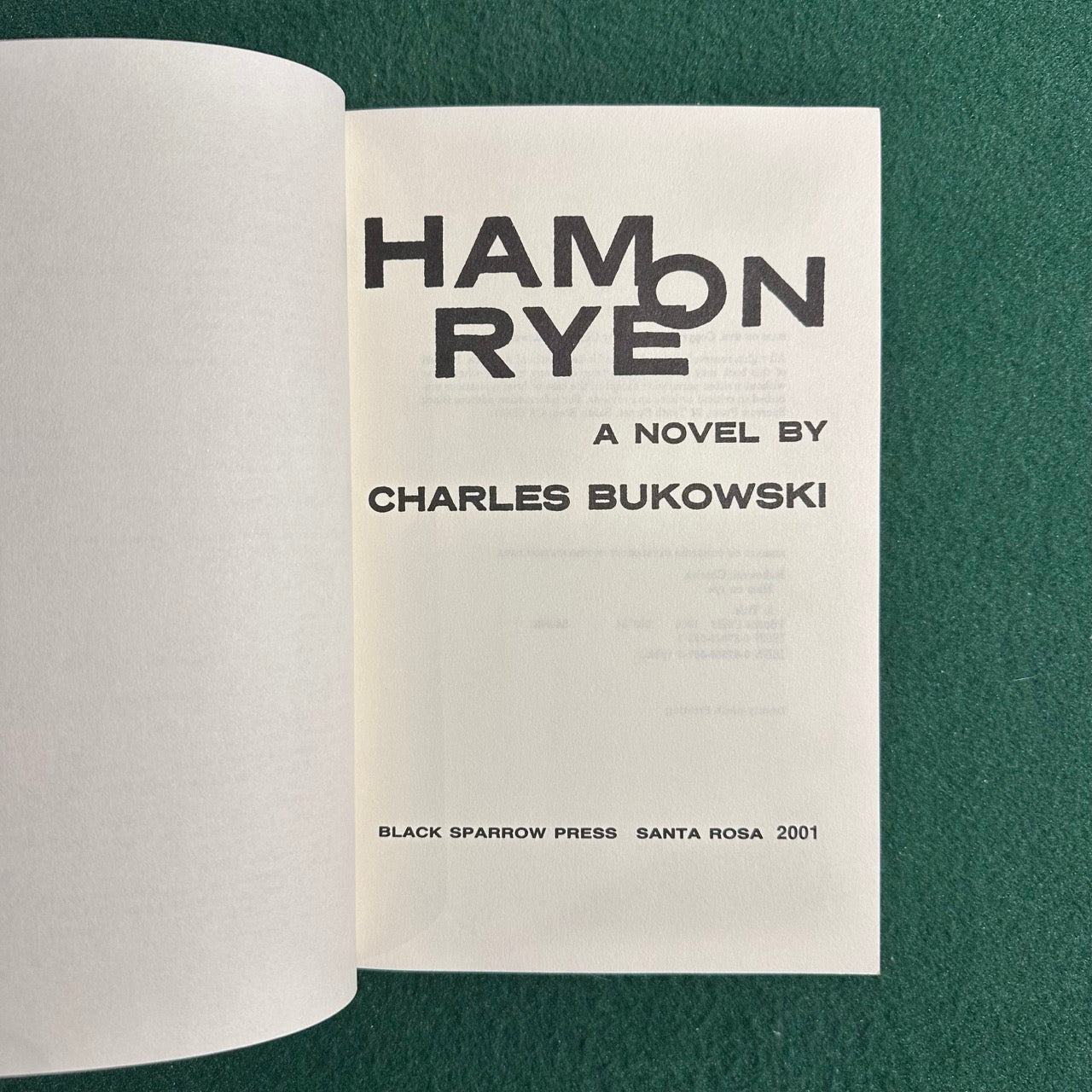 Vintage Fiction Paperback: Charles Bukowski - Ham on Rye