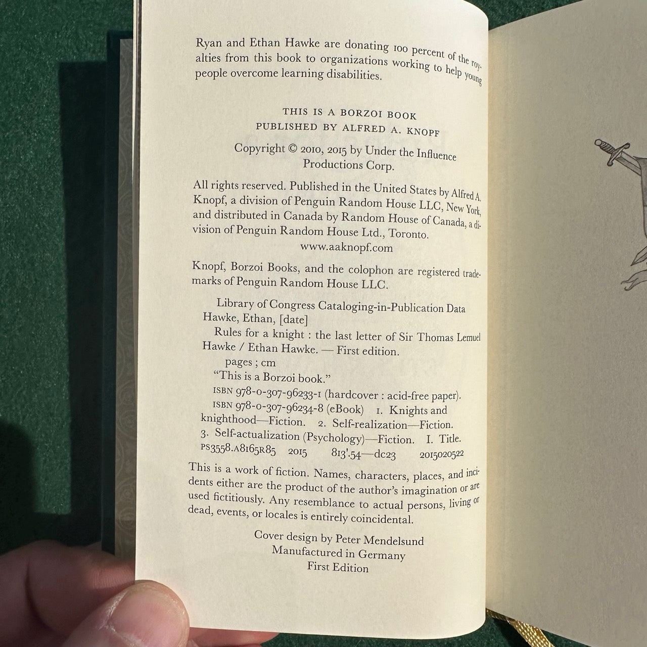 Fiction Hardback: Ethan Hawke - Rules For A Knight SIGNED FIRST EDITION