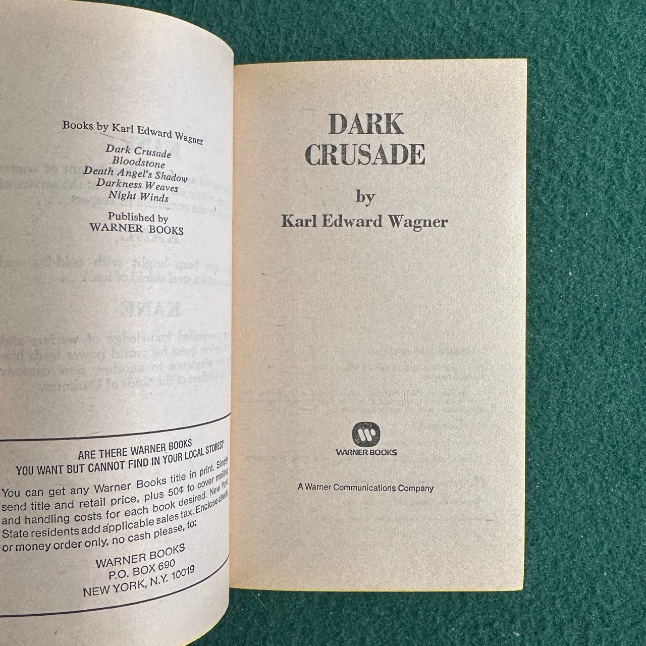 Vintage Fantasy Paperback: Karl Edward Wagner - Dark Crusade THIRD PRINTING