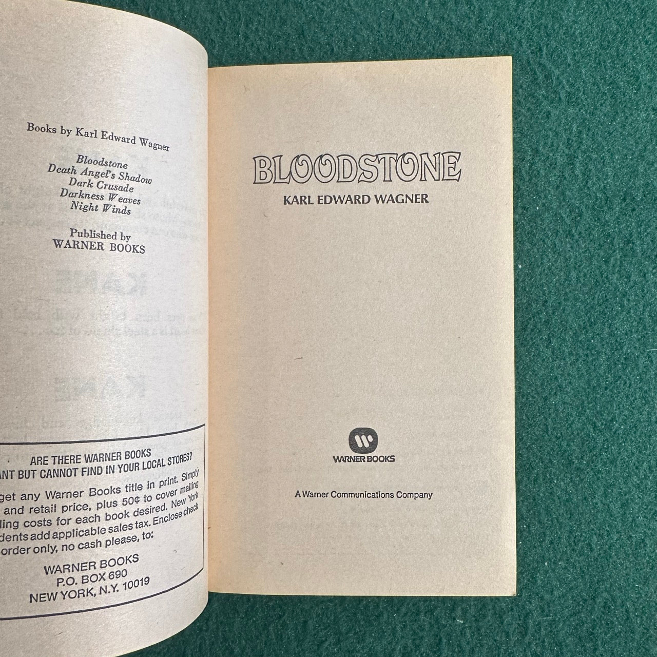 Vintage Fantasy Paperback: Karl Edward Wagner - Bloodstone FOURTH PRINTING