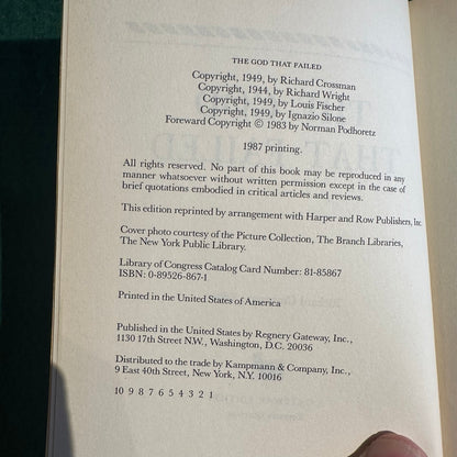 Vintage Non-Fiction Paperback: The God That Failed, Edited by Richard H Crossman FIRST PRINTING