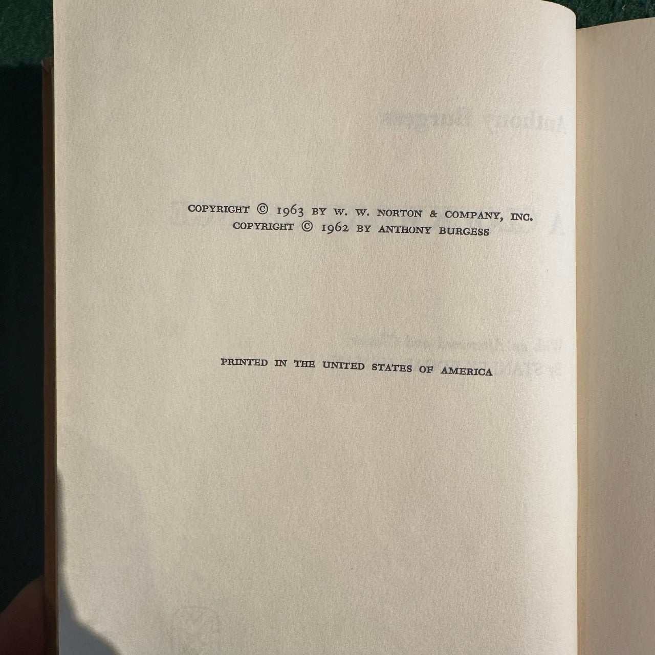 Vintage Fiction Hardback: Anthony Burgess - A Clockwork Orange BCE
