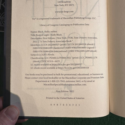Fantasy Hardback: Holly Black - Book of Night SIGNED FIRST EDITION
