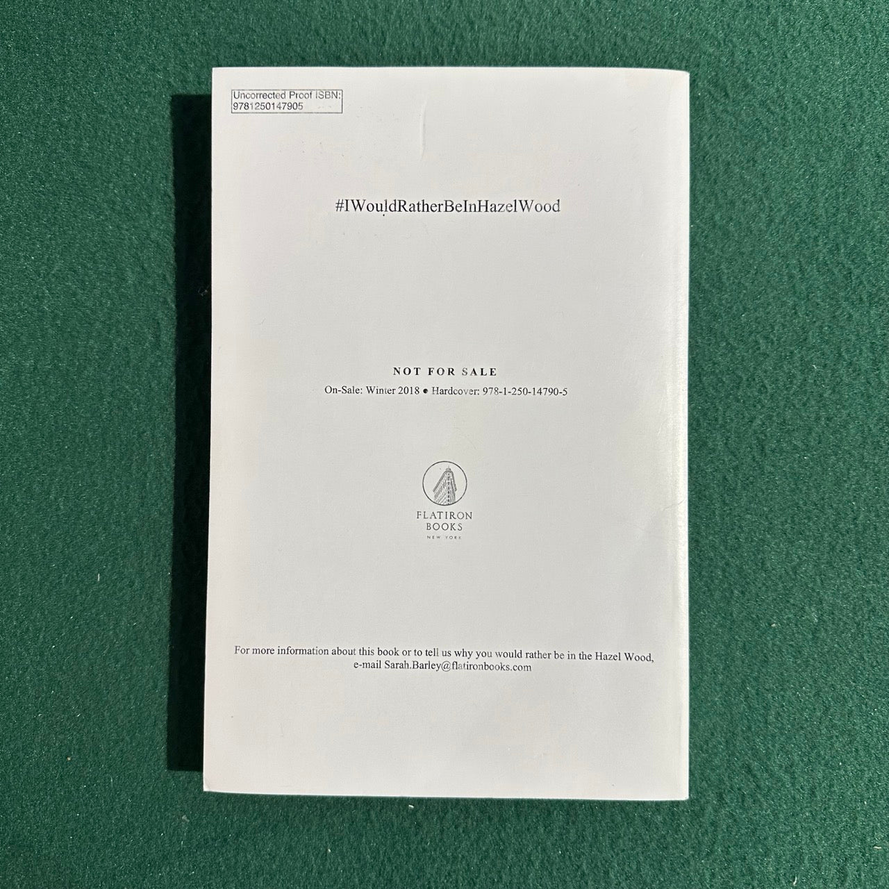 Fantasy Paperback: Melissa Albert - The Hazel Wood SIGNED UNCORRECTED MANUSCRIPT