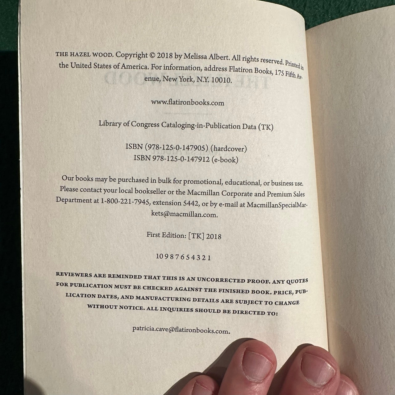 Fantasy Paperback: Melissa Albert - The Hazel Wood SIGNED UNCORRECTED MANUSCRIPT