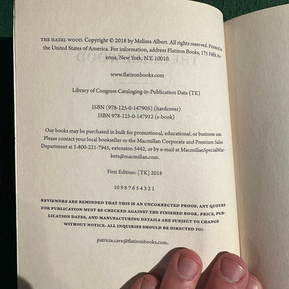 Fantasy Paperback: Melissa Albert - The Hazel Wood SIGNED UNCORRECTED MANUSCRIPT