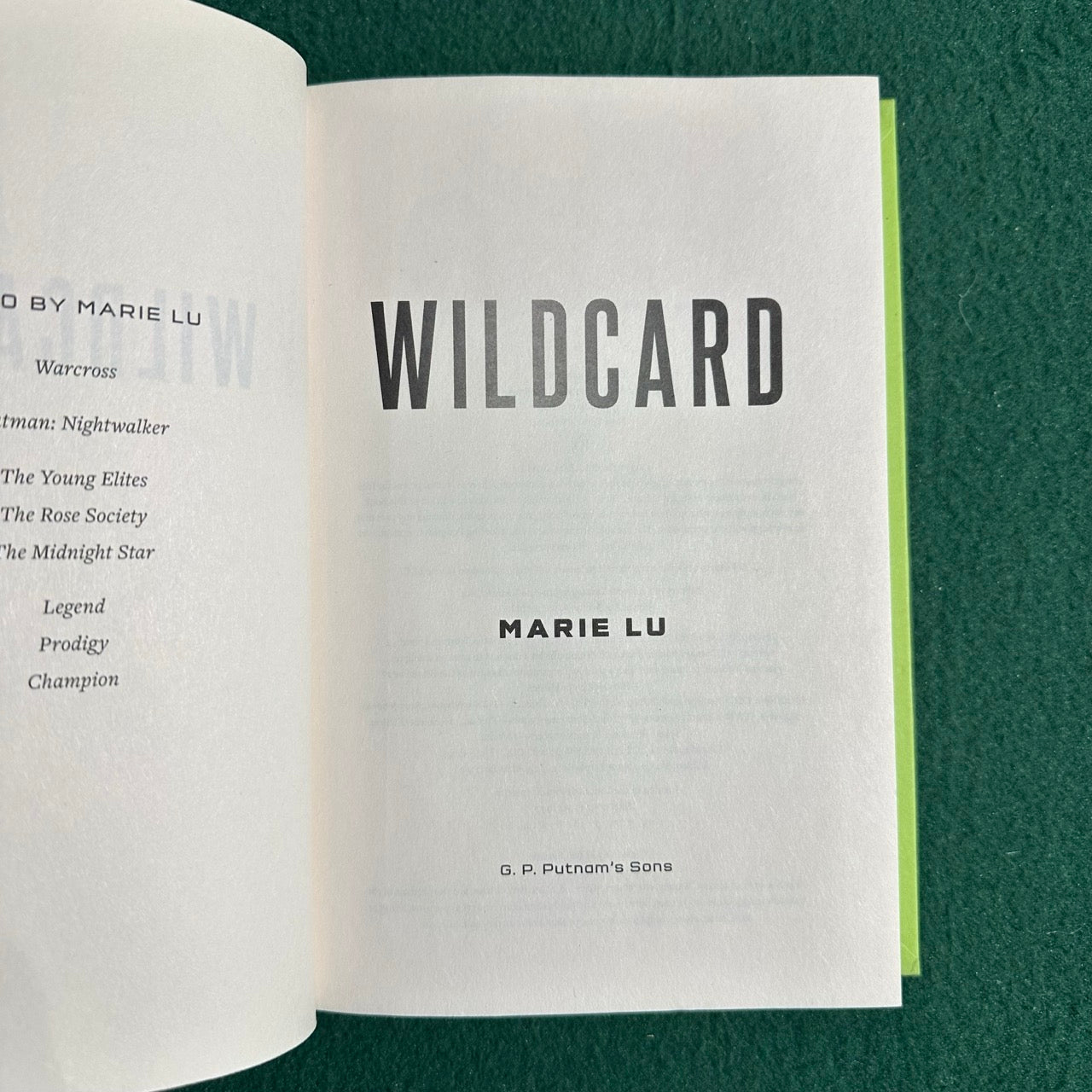 Sci-Fi Hardback: Marie Lu - Wildcard SIGNED FIRST EDITION