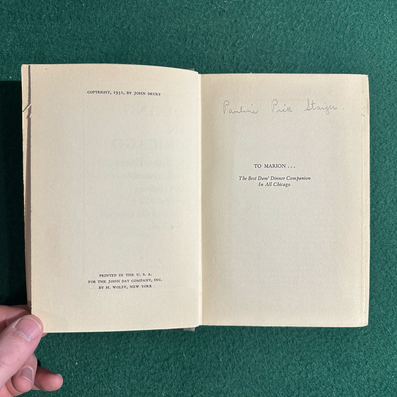 Vintage Non-Fiction Hardback: John Drury - Dining in Chicago