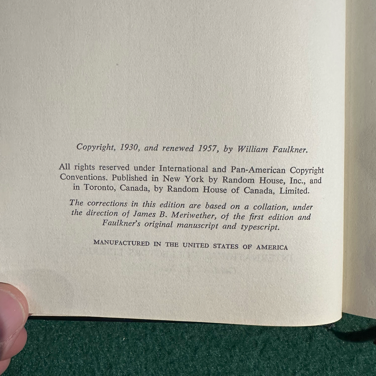Vintage Fiction Hardback: William Faulkner - As I lay Dying