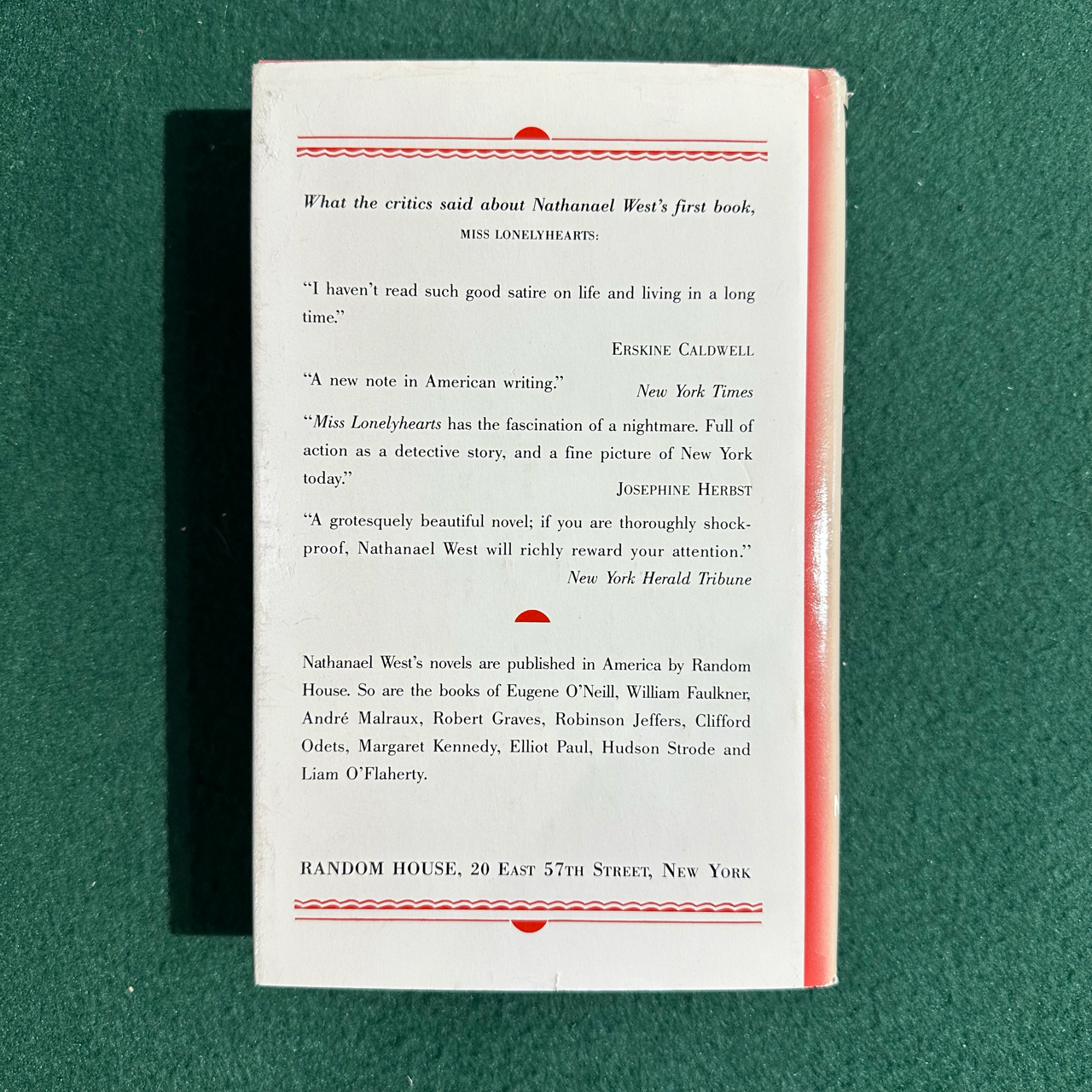 Vintage Fiction Hardback: Nathanael West - The Day of the Locust BCE