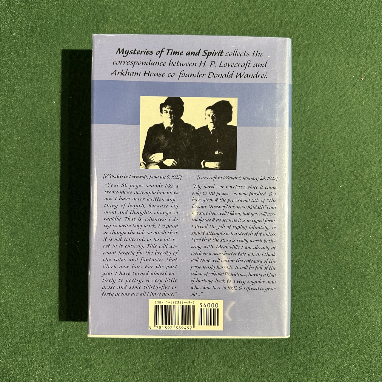 Vintage Non-Fiction Hardback: Mysteries of Time and Spirit - The Letters of HP Lovecraft and Donald Wandrei, Edited by ST Joshi and David E Scultz FIRST EDITION