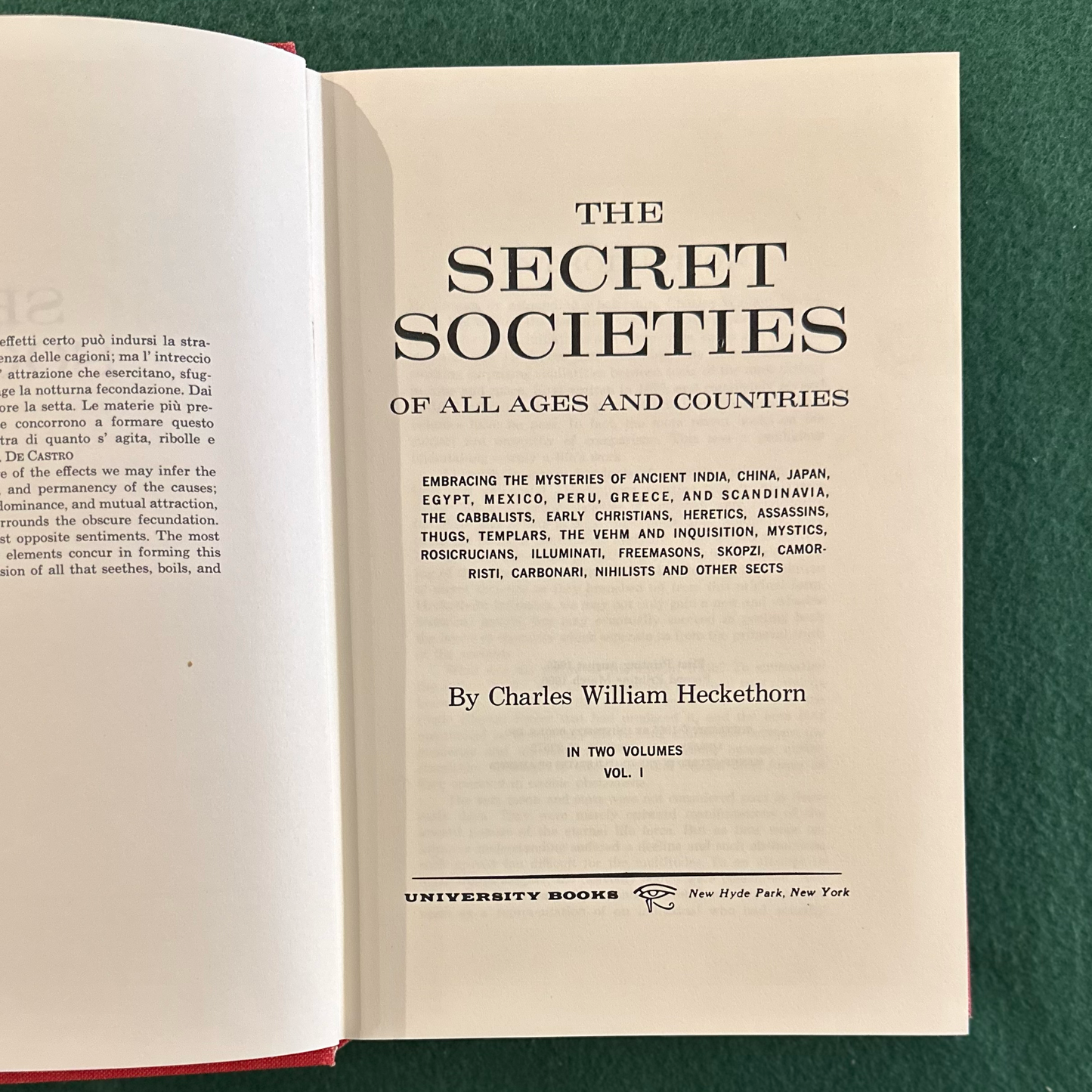 Vintage Non-Fiction Hardback: Charles William Heckethorn - The Secret Societies of All Ages & Countries, 2 Volume Set SECOND PRINTING