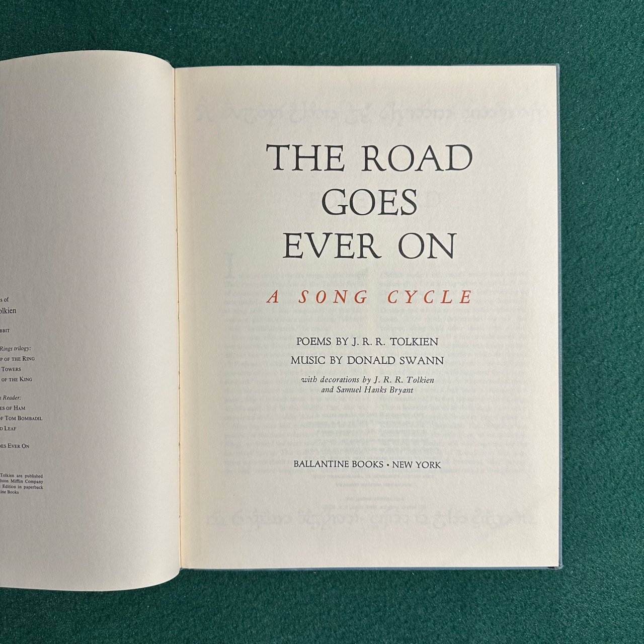 Vintage Fantasy Hardback: JRR Tolkien & Donald Swann - The Road Goes Ever On, A Song Cycle