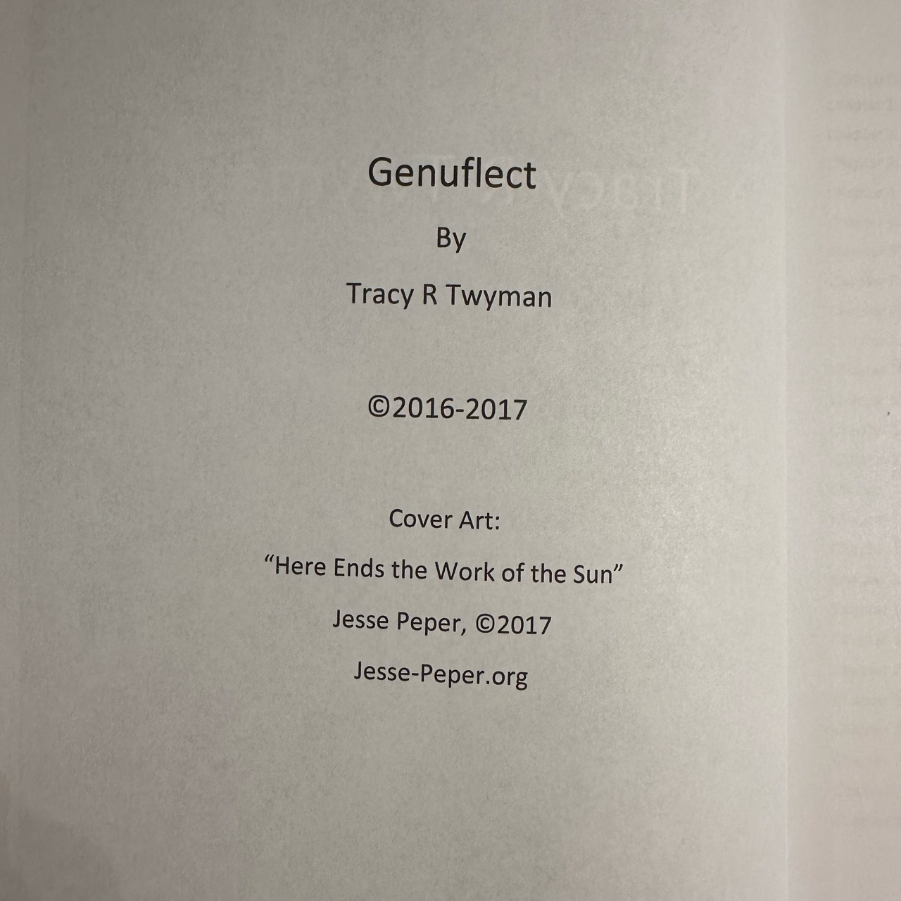 Fiction Paperback: Tracy R Twyman - Genuflect REPRINT