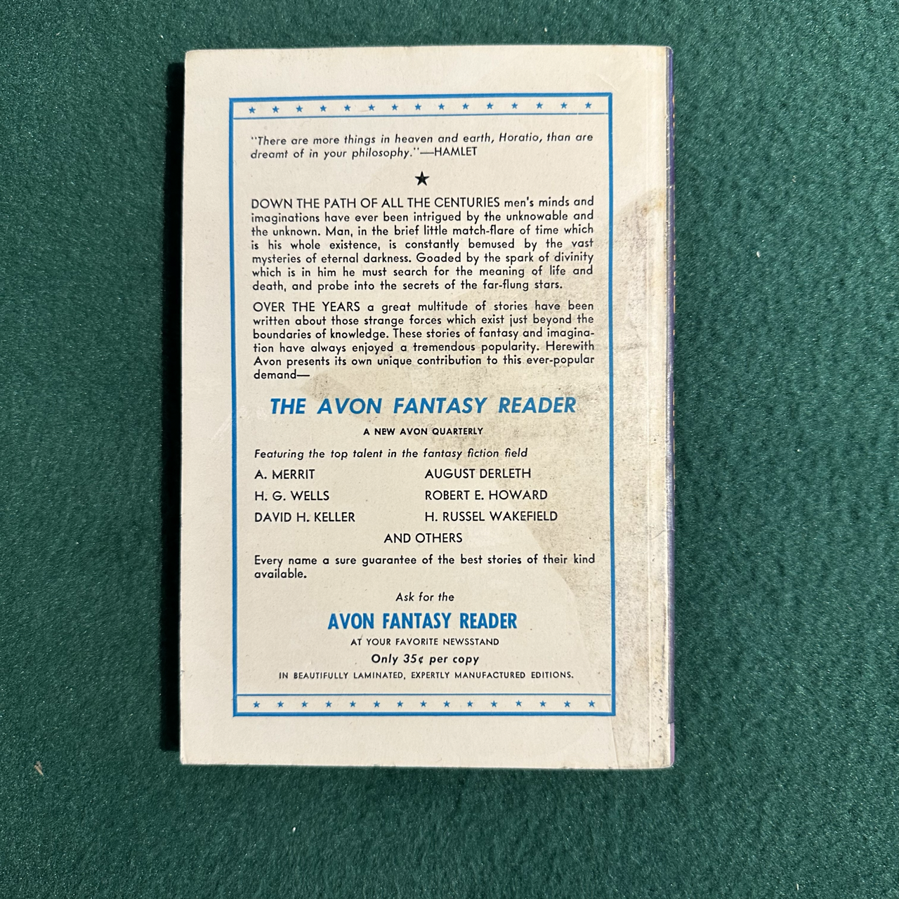 Vintage Fantasy Paperback: Avon Fantasy Reader #1 1947