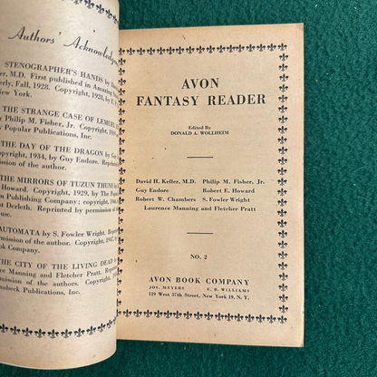 Vintage Fantasy Paperback: Avon Fantasy Reader #2 1947