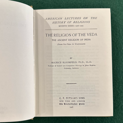 Vintage Non-Fiction Hardback: Maurice Bloomfield - The Religion of the Veda