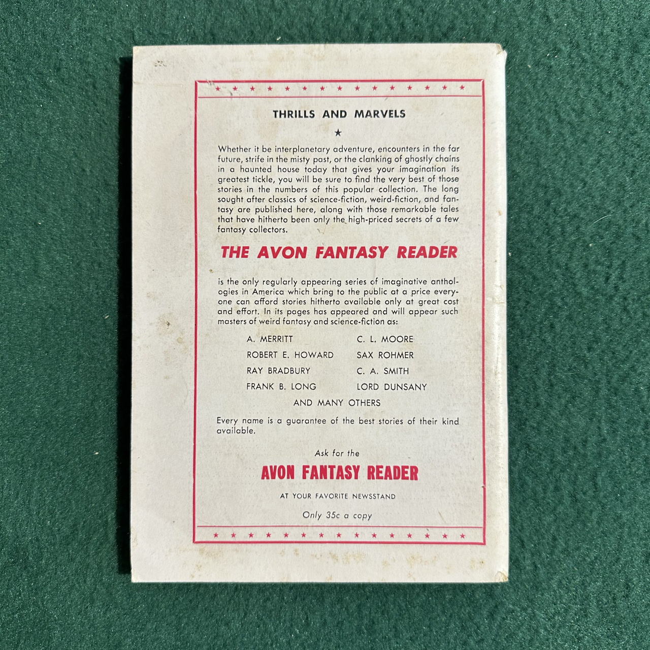 Vintage Fantasy Paperback: Avon Fantasy Reader #7 1947