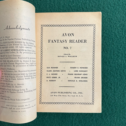Vintage Fantasy Paperback: Avon Fantasy Reader #7 1947