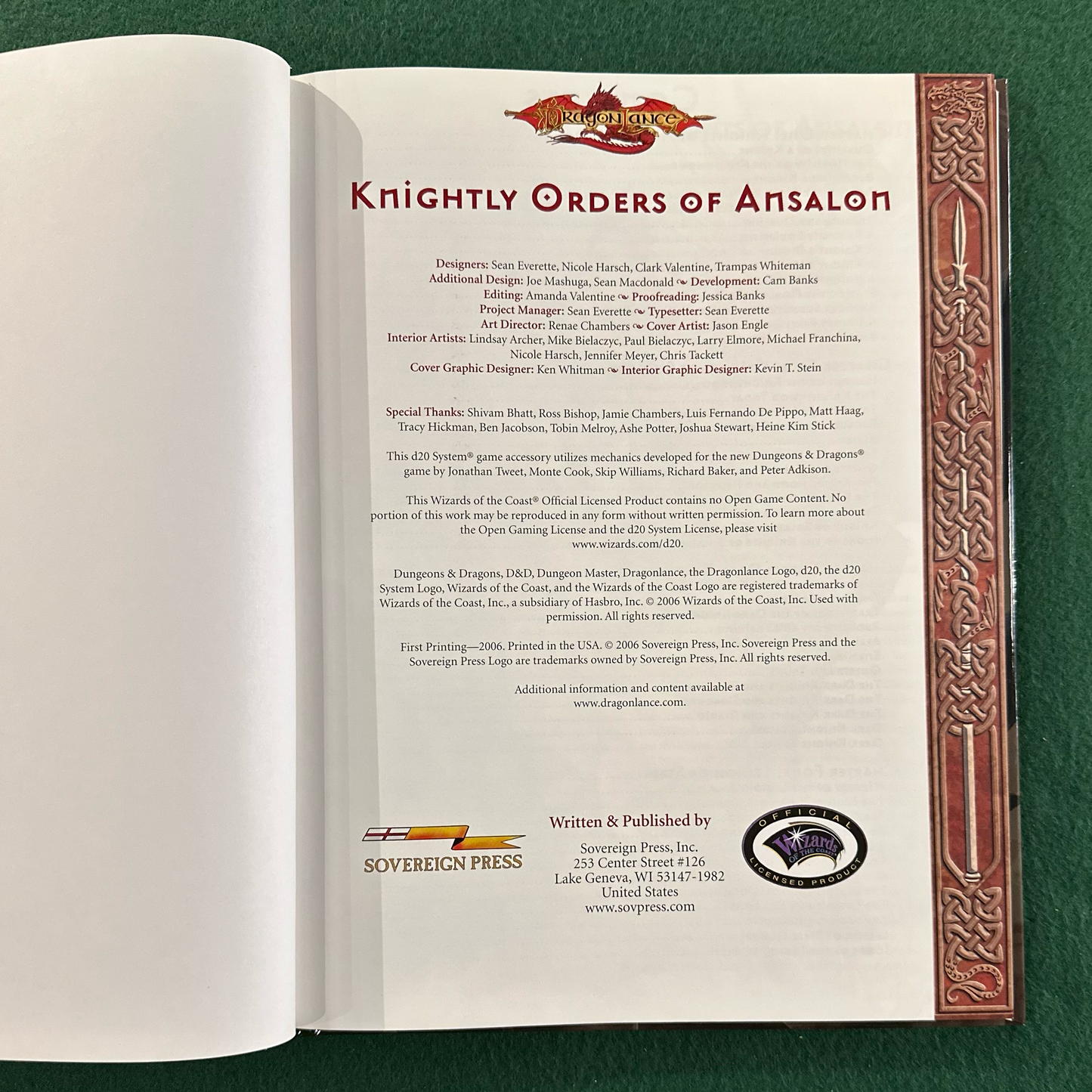 Vintage Dungeons & Dragons Game Book: Dragonlance - Knightly Orders of Ansalon FIRST PRINTING