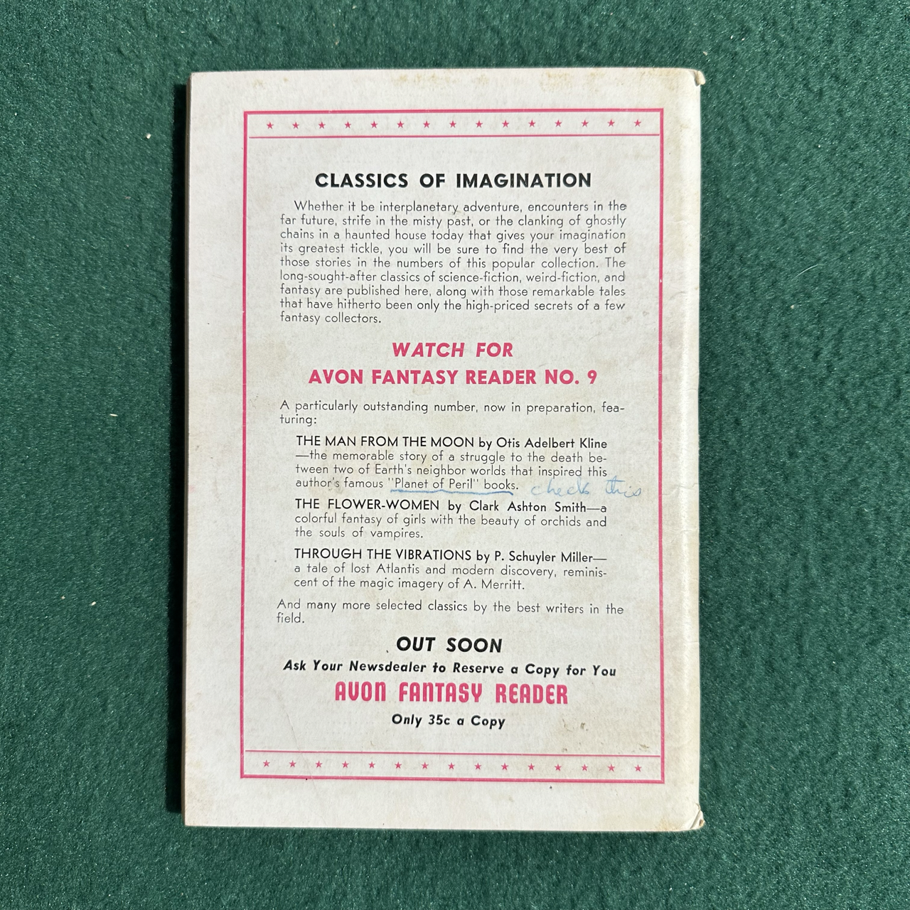 Vintage Fantasy Paperback: Avon Fantasy Reader #8 1948