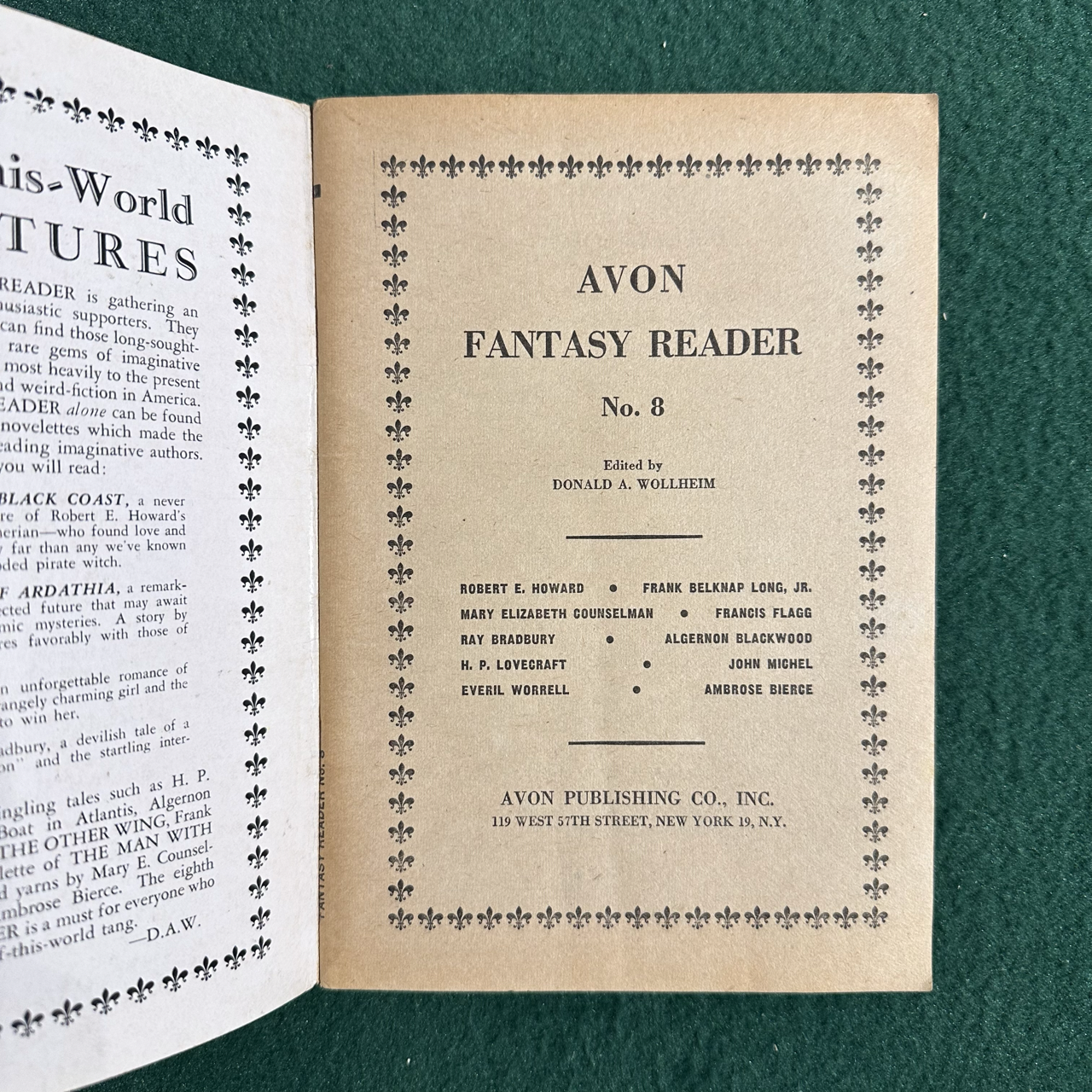 Vintage Fantasy Paperback: Avon Fantasy Reader #8 1948