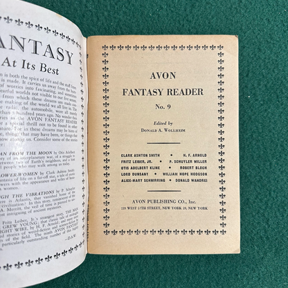 Vintage Fantasy Paperback: Avon Fantasy Reader #9 1948