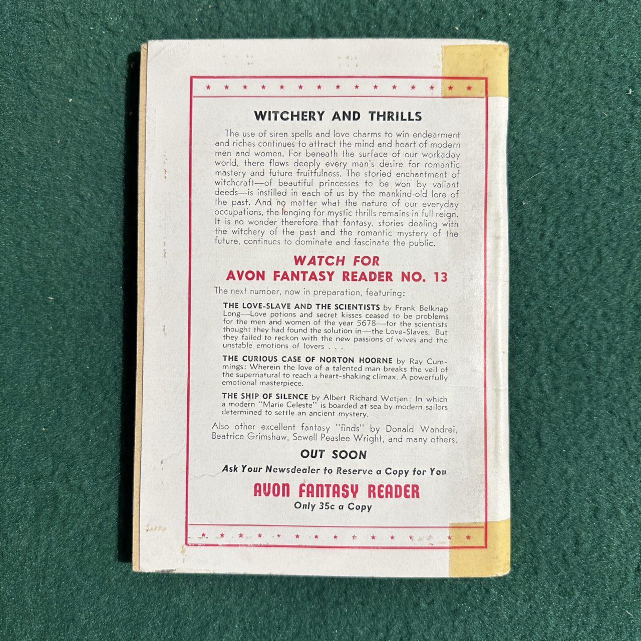 Vintage Fantasy Paperback: Avon Fantasy Reader #12 1950