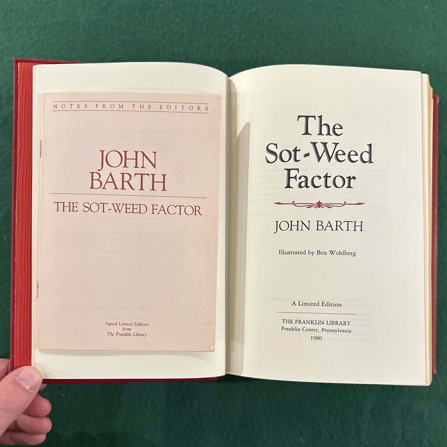 Vintage Fiction Hardback: John Barth - The Sot-Weed Factor SIGNED FRANKLIN