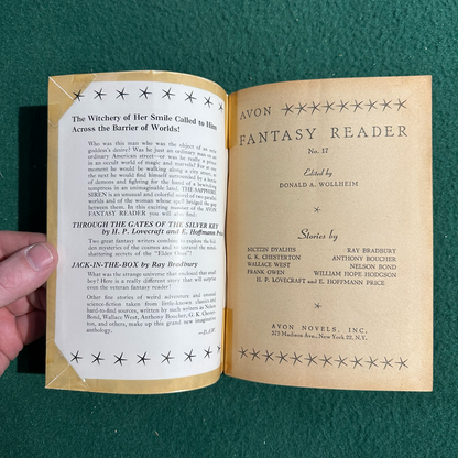 Vintage Fantasy Paperback: Avon Fantasy Reader #17 1951