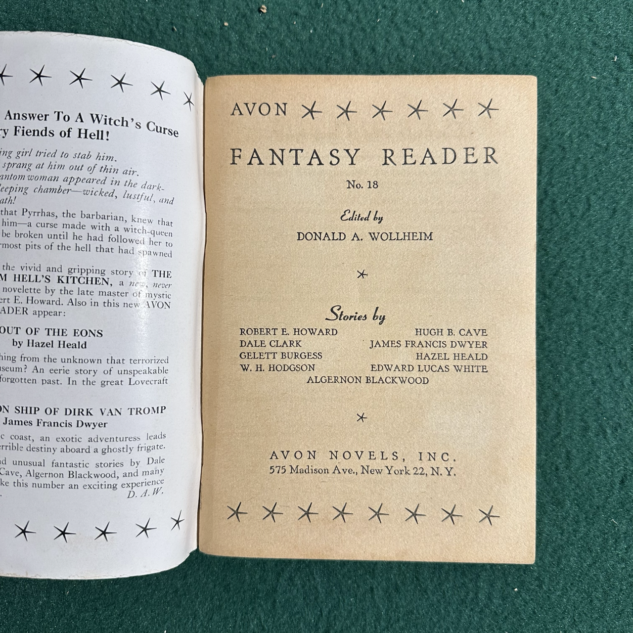 Vintage Fantasy Paperback: Avon Fantasy Reader #18 1952