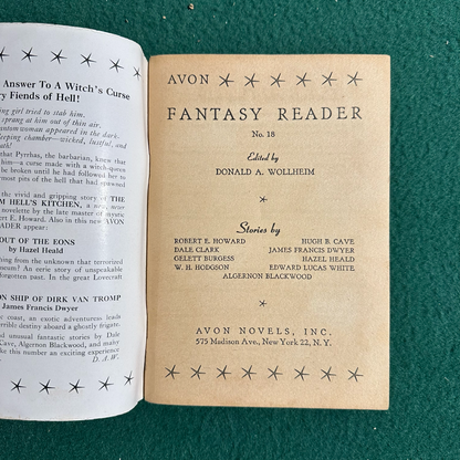 Vintage Fantasy Paperback: Avon Fantasy Reader #18 1952