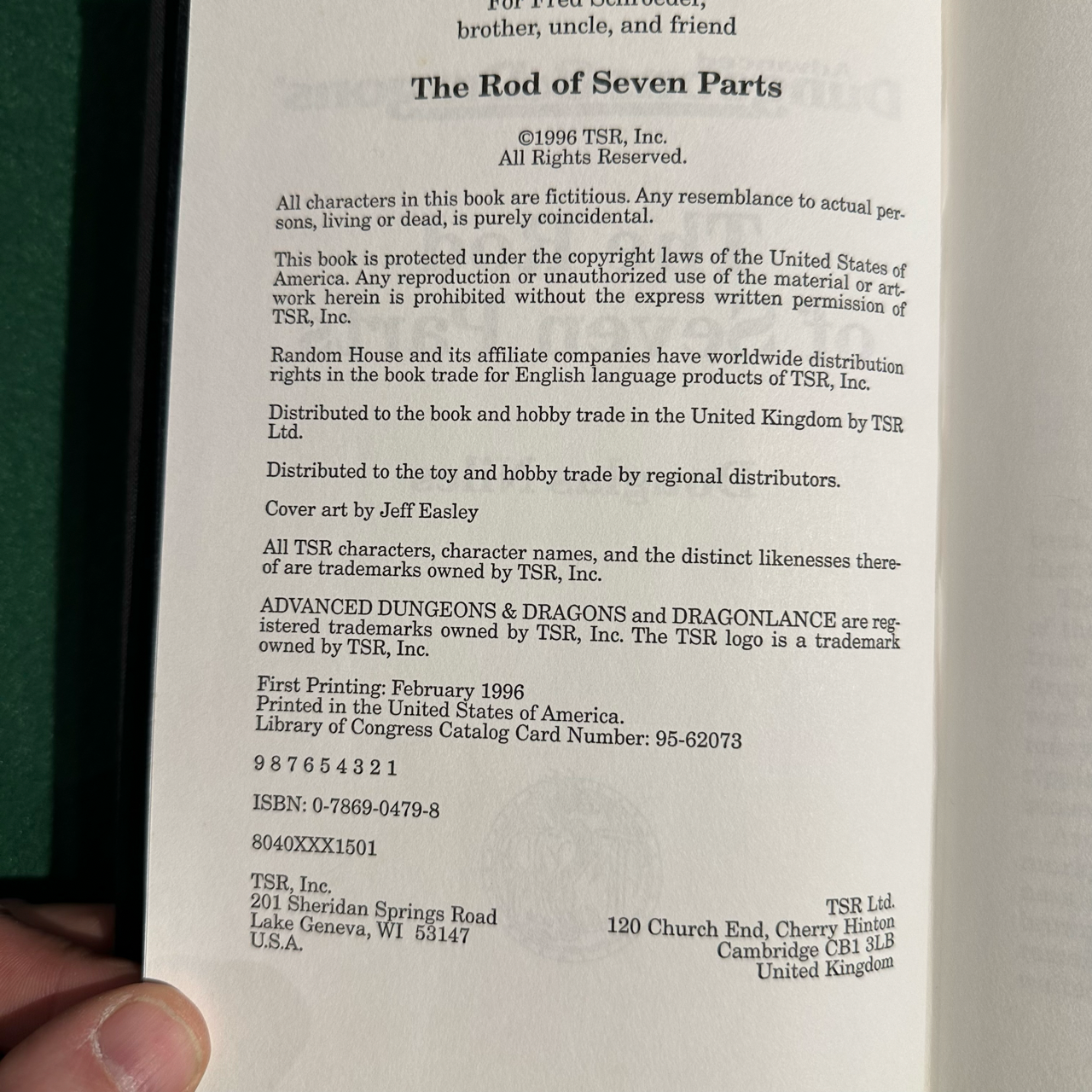 Vintage Dungeons & Dragons Hardback: Douglas Niles - The Rod of Seven Parts FIRST PRINTING