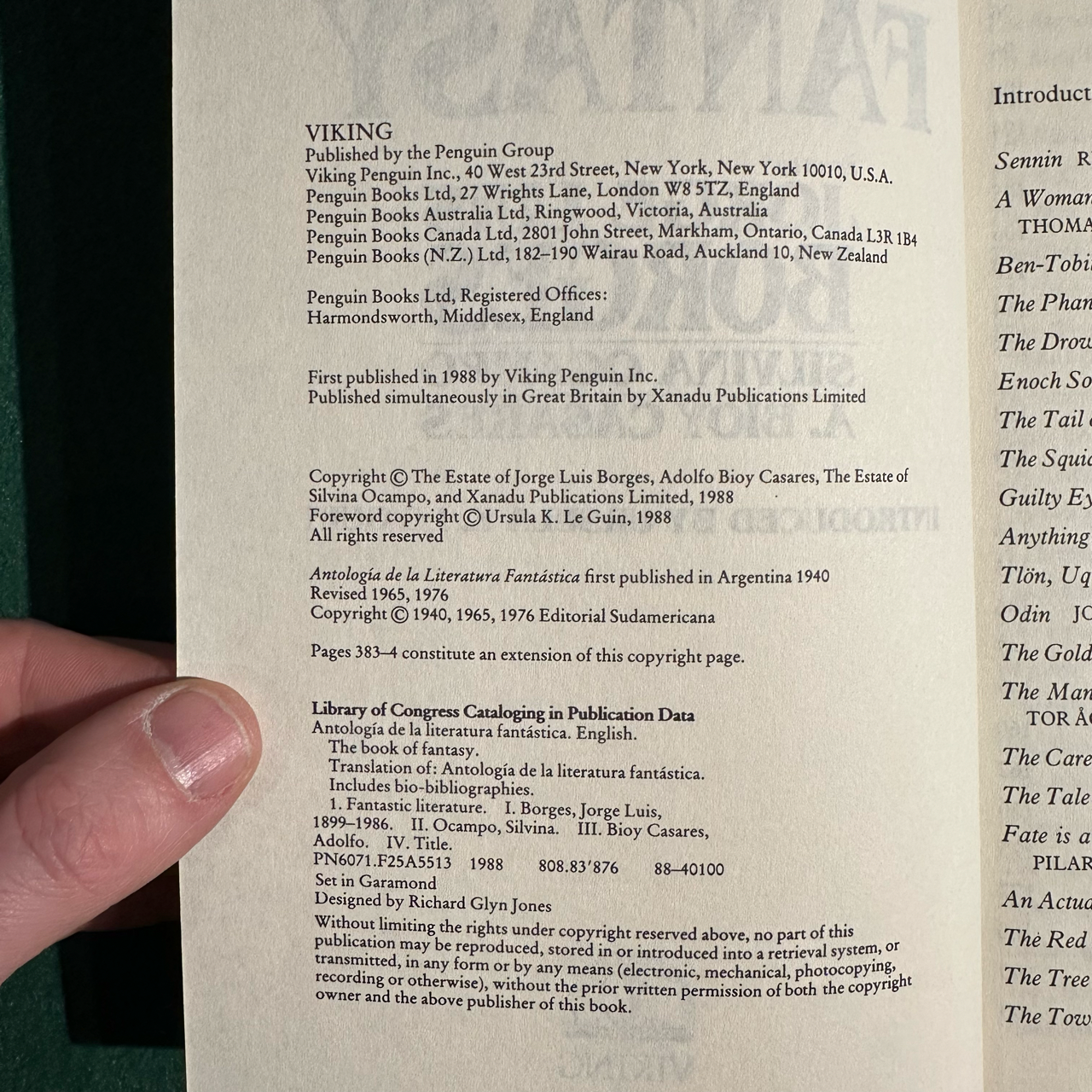 Vintage Fantasy Paperback: The Book of Fantasy, Edited by Jorge Luis Borges, Silvina Ocampo and A Bioy Casares FIRST PRINTING
