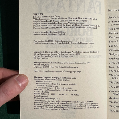 Vintage Fantasy Paperback: The Book of Fantasy, Edited by Jorge Luis Borges, Silvina Ocampo and A Bioy Casares FIRST PRINTING