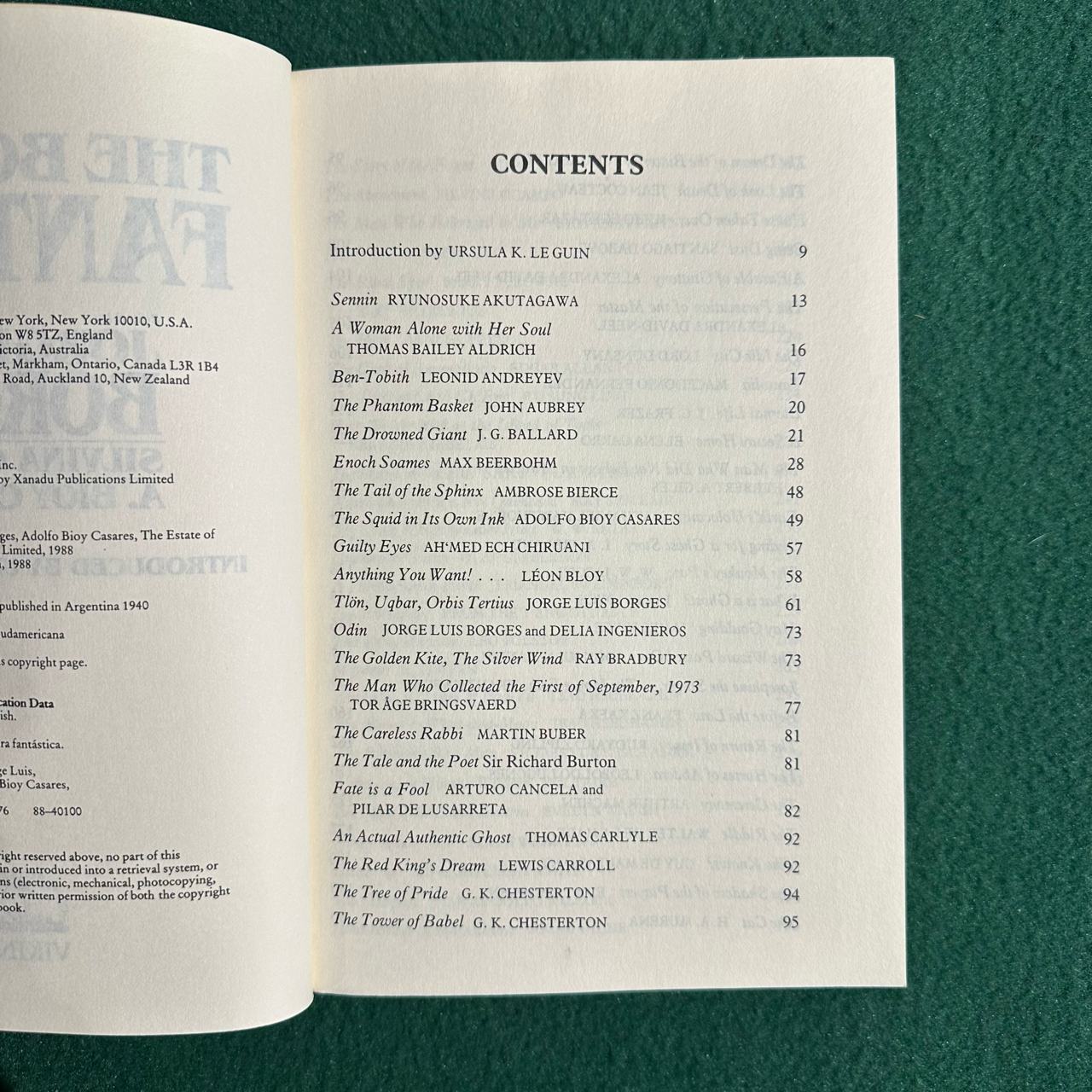 Vintage Fantasy Paperback: The Book of Fantasy, Edited by Jorge Luis Borges, Silvina Ocampo and A Bioy Casares FIRST PRINTING