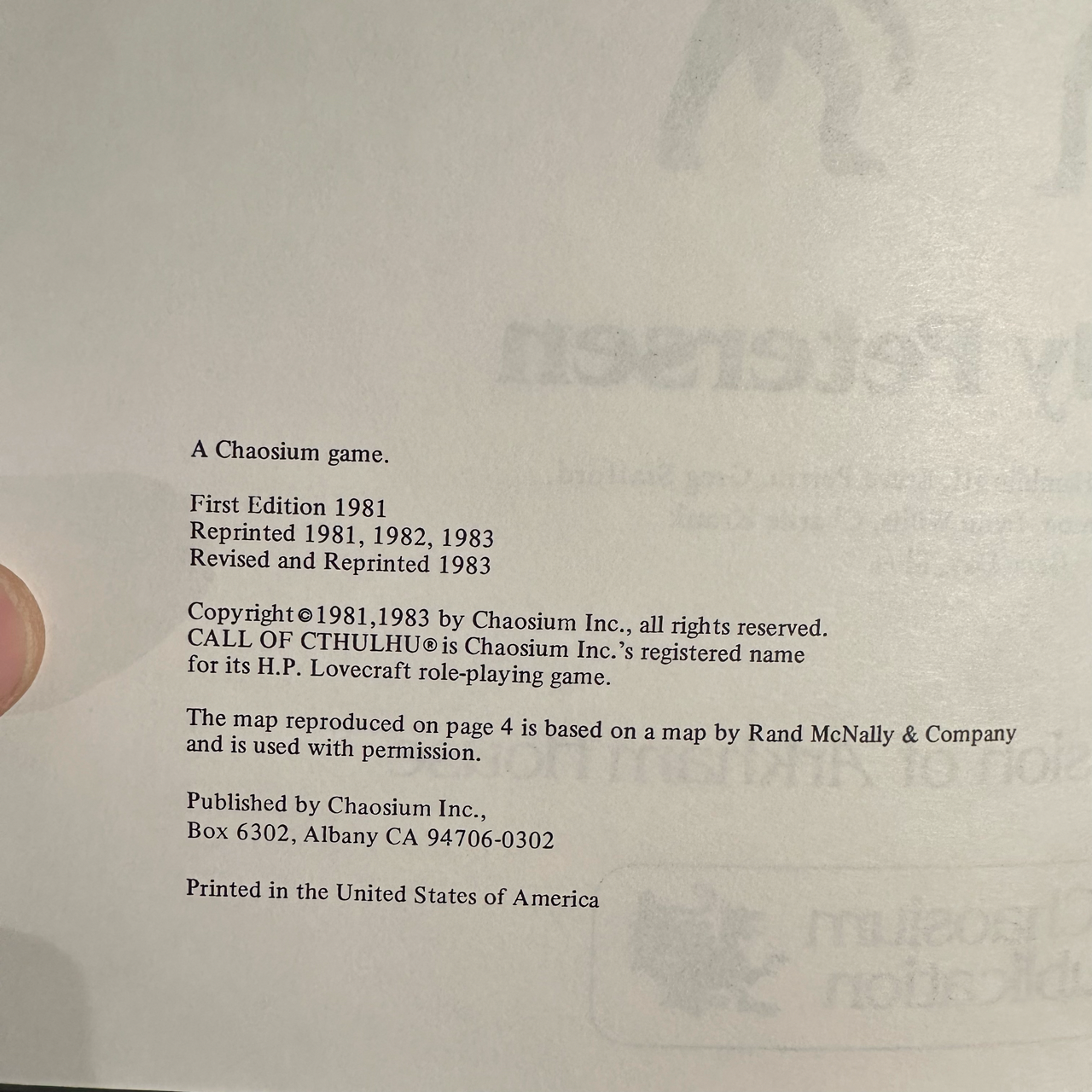 RPG Box Set: Call of Cthulhu: Second Edition 2301-X Complete