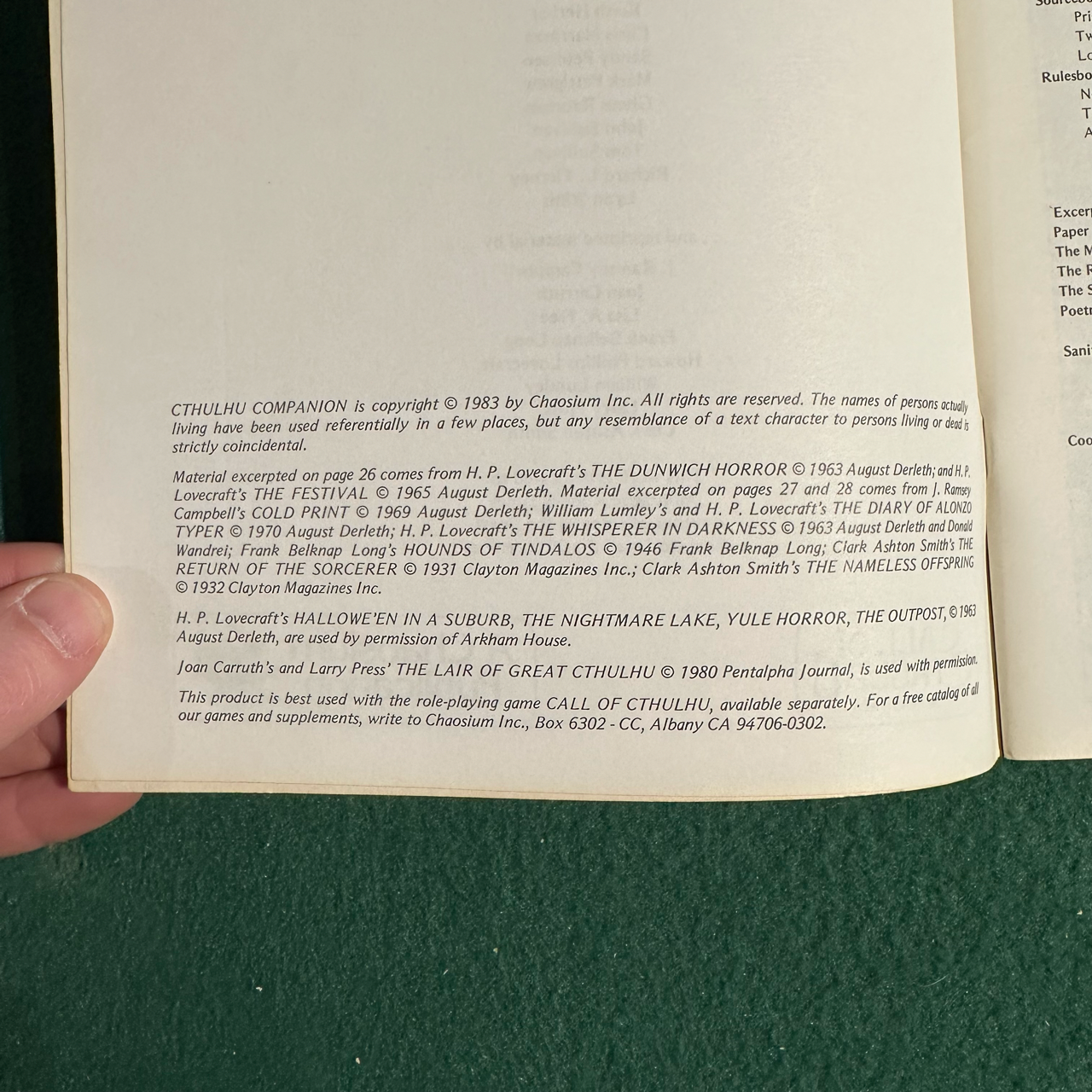 Vintage RPG Paperback: Call of Cthulhu: Cthulhu Companion