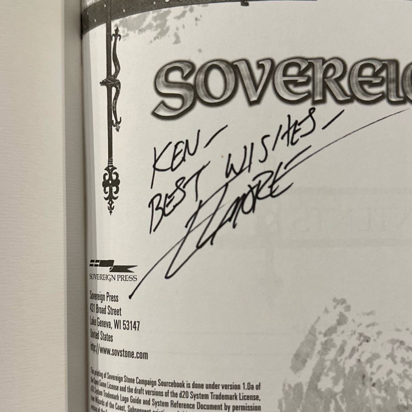 Vintage RPG Game Book: Larry Elmore - Sovereign Stone Campaign Sourcebook SIGNED