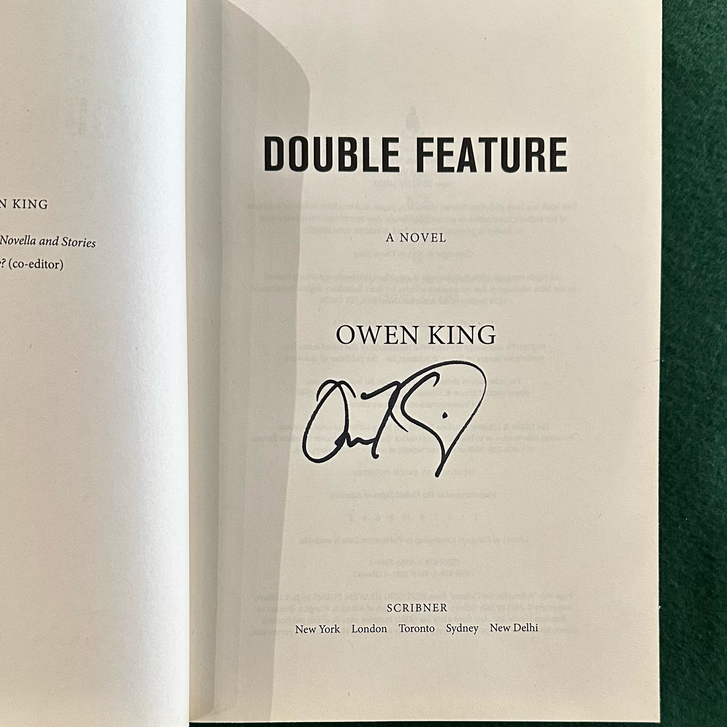 Fiction Hardback: Owen King - Double Feature SIGNED FIRST EDITION/PRINTING