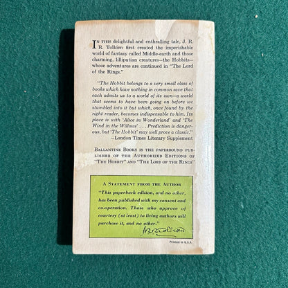Vintage Fantasy Paperback: JRR Tolkien - The Hobbit, Lion Cover FIRST PRINTING