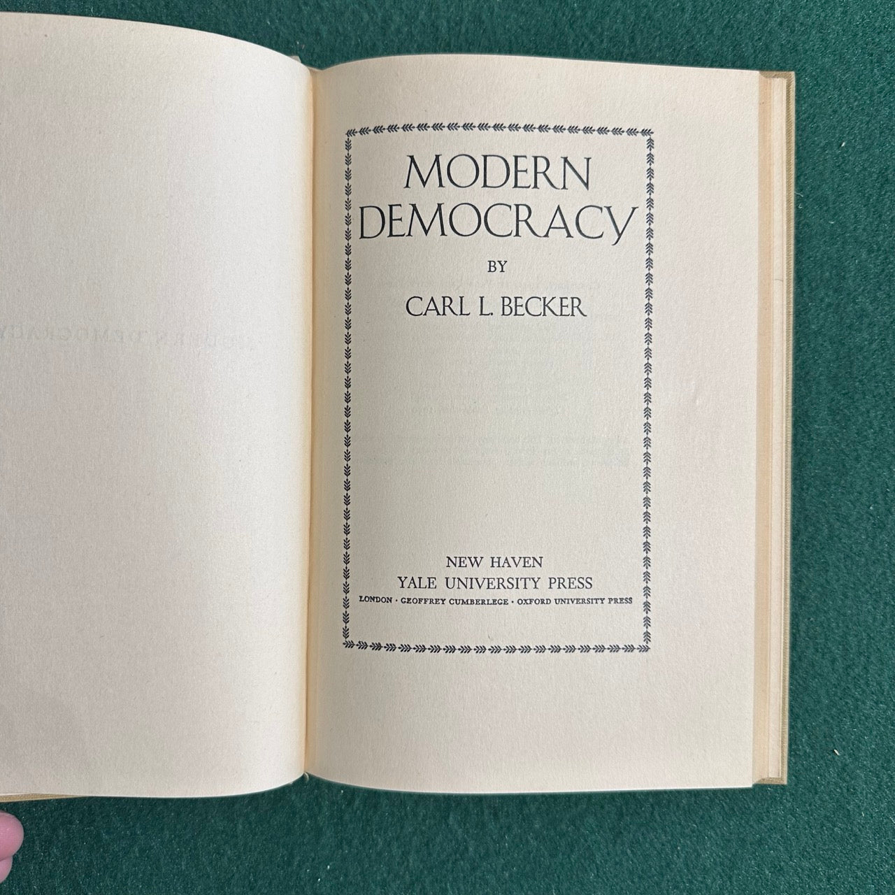 Vintage Non-Fiction Hardback: Carl L Becker - Modern Democracy