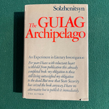 Vintage Non-Fiction Hardback: Aleksandr I Solzhenitsyn - The Gulag Archipelago FIRST EDITION
