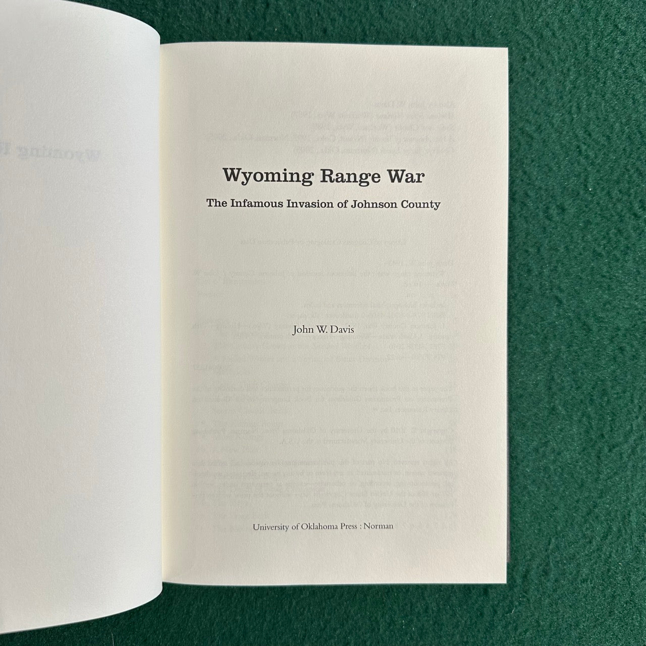 Non-Fiction Hardback: John W Davis - Wyoming Range War FIRST EDITION
