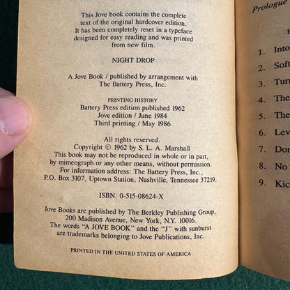 Vintage Fiction Paperback: S L A Marshall - Night Drop THIRD PRINTING