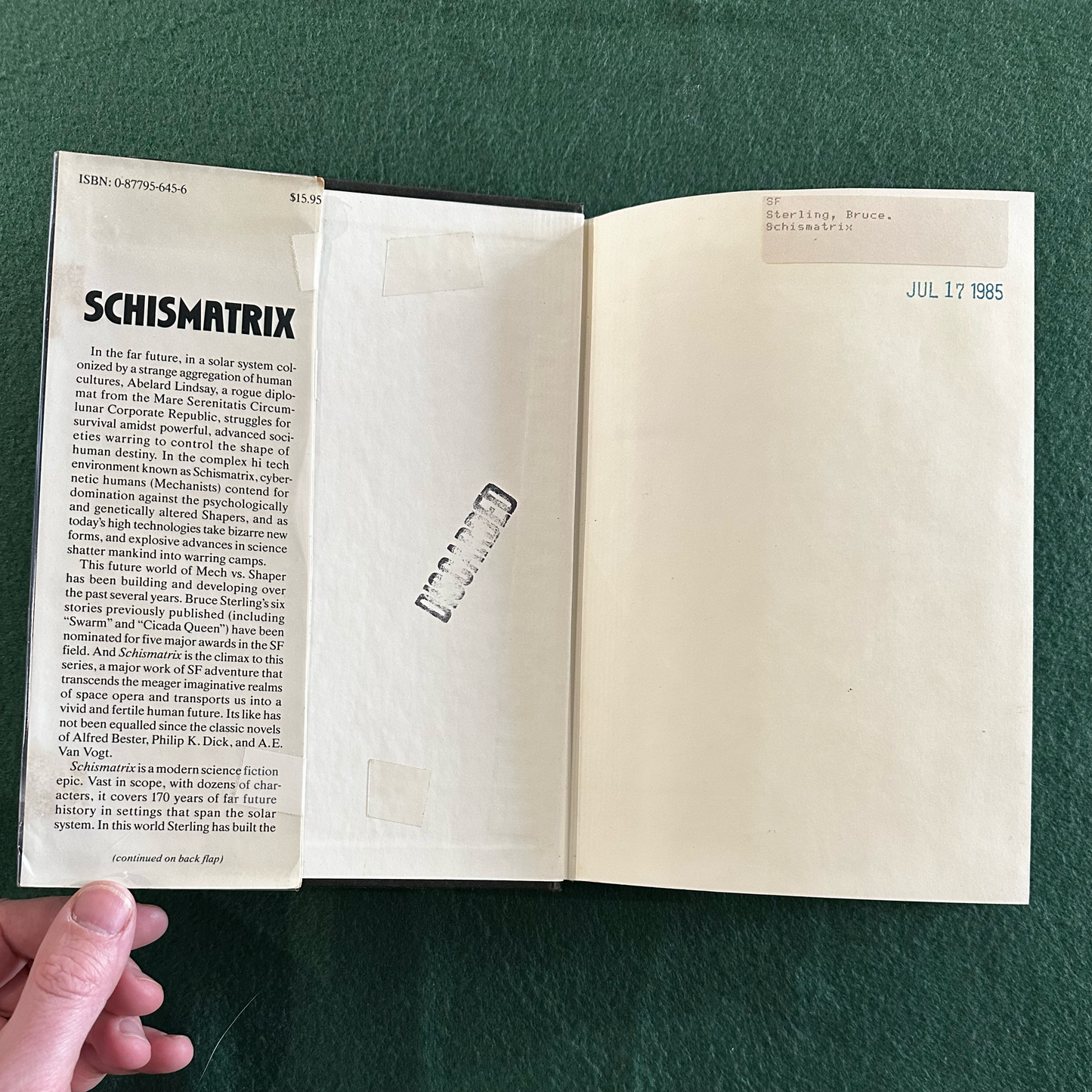 Sci-Fi Hardback: Bruce Sterling - Schismatrix FIRST EDITION/PRINTING