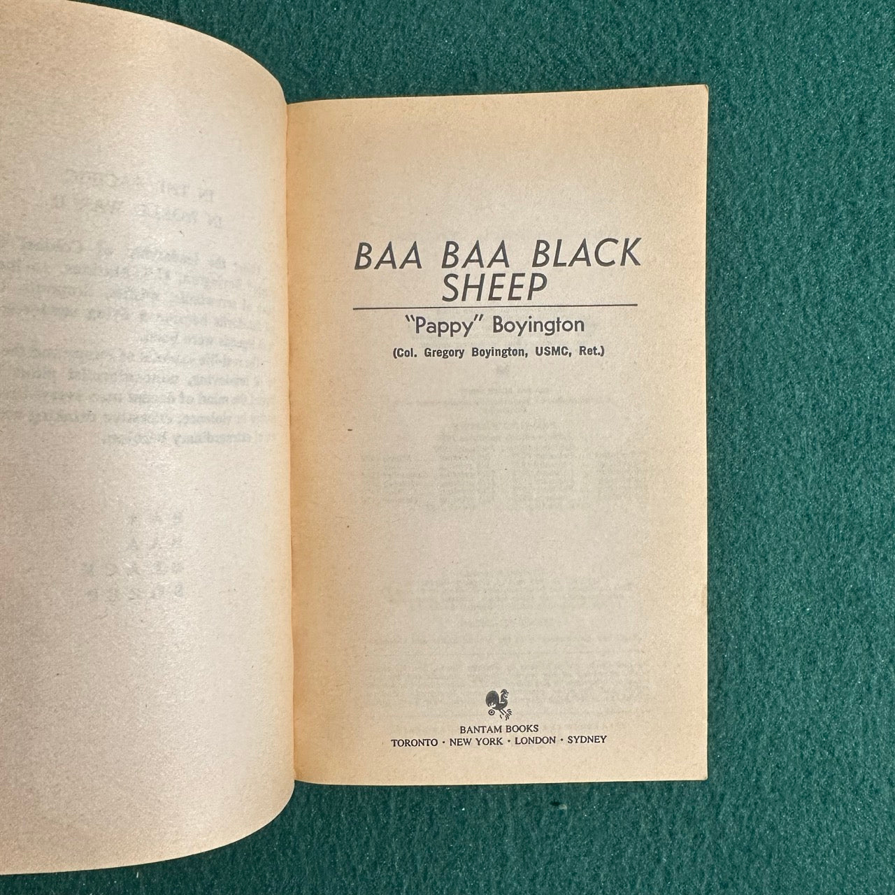 Vintage Non-Fiction Paperback: Gregory "Pappy" Boyington - Baa Baa Black Sheep