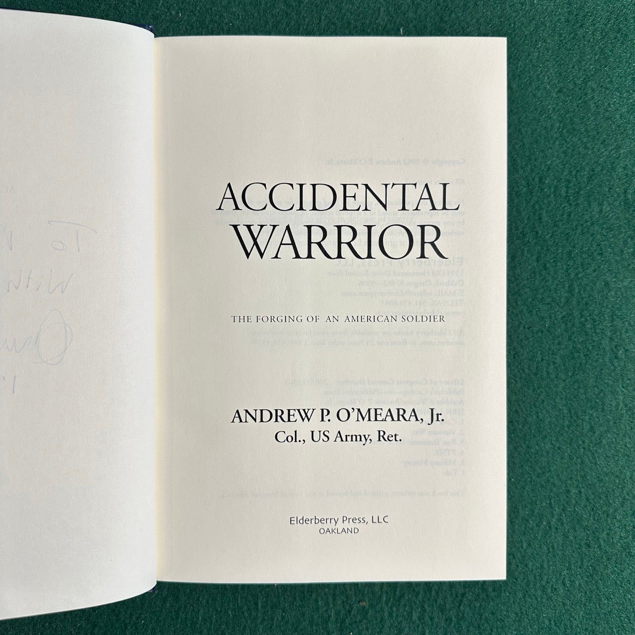 Non-Fiction Hardback: Andy O'Meara, Jr. - Accidental Warrior SIGNED