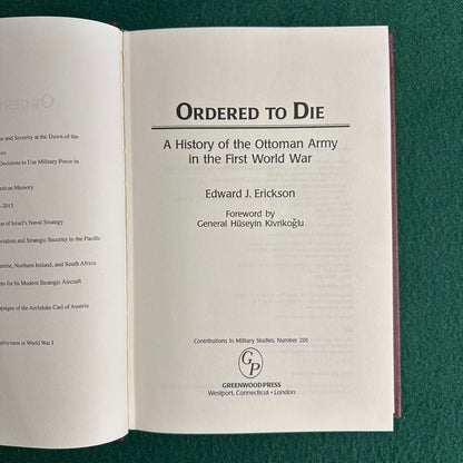 Vintage Non-Fiction Hardback: Edward J Erickson - Ordered to Die SECOND PRINTING